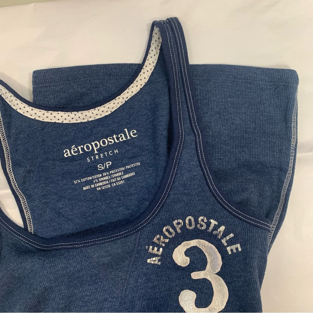 Aeropostale Blue Silver #3 Summer Muscle Tee Size Small Petite